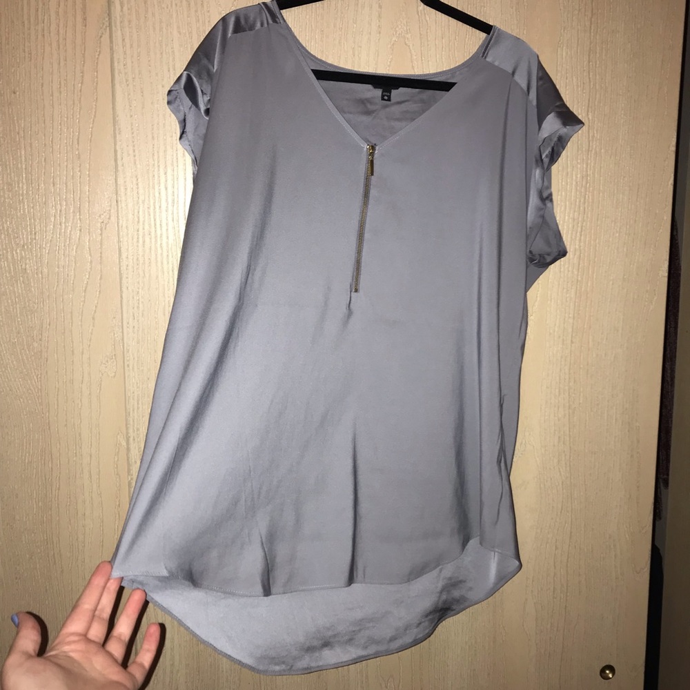 Express Silky Zip Front Gramercy Tee